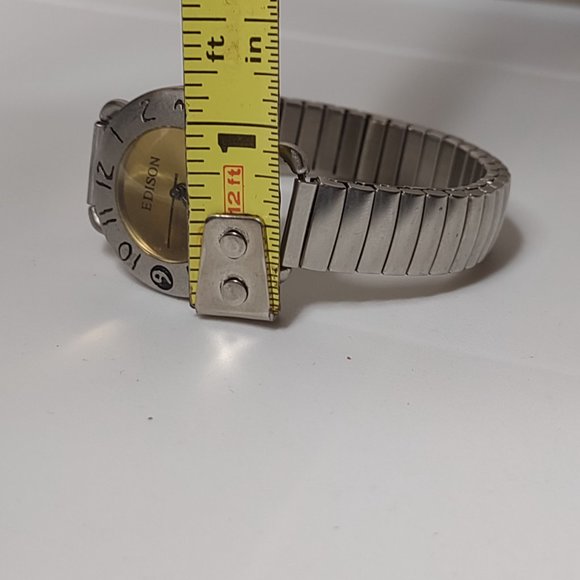 Very Cool Edison Silver Tone Metal Stretch Band Watch - Picture 10 of 12